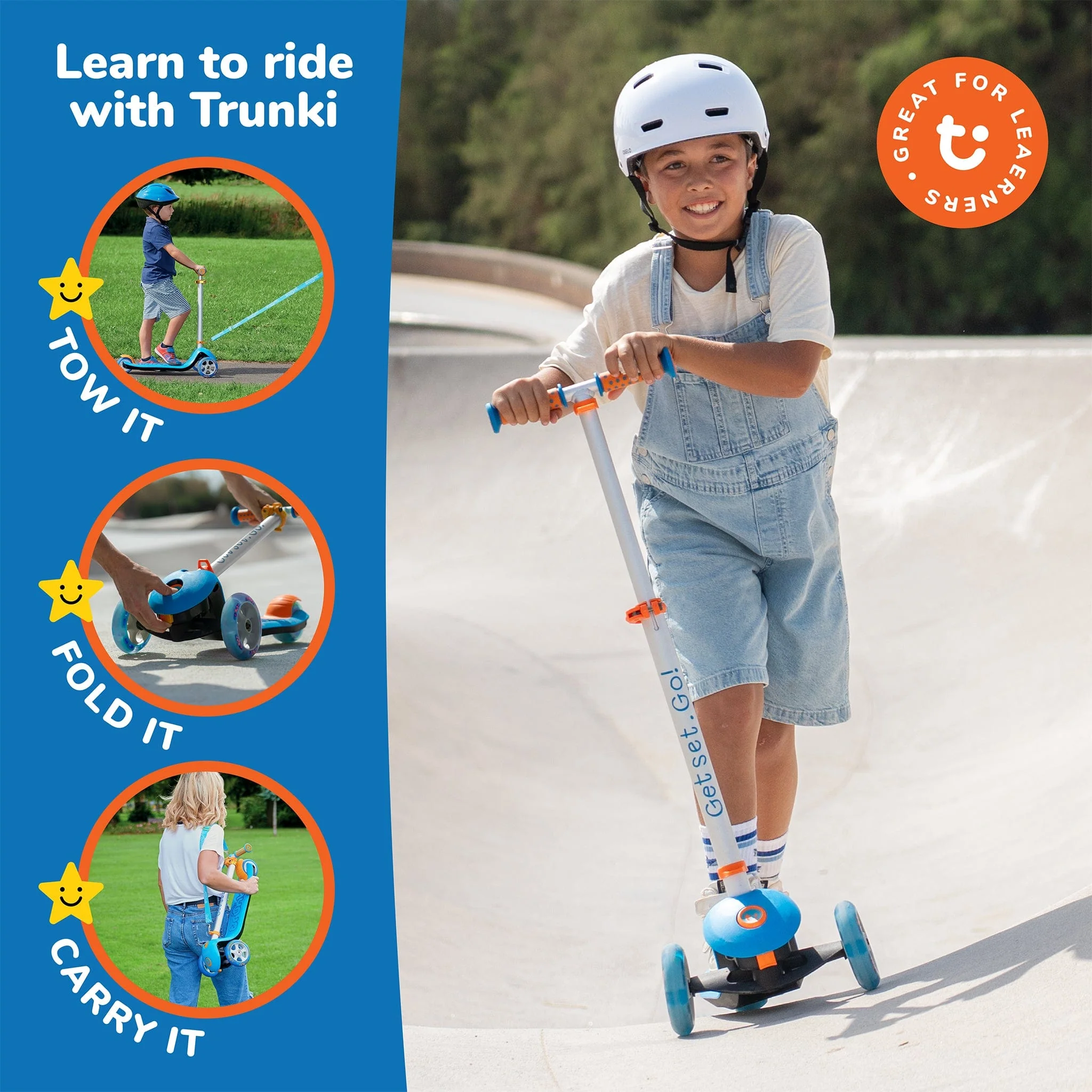 Trunki Folding Scooter - Large - Blue - Image 4